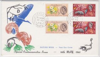Gb Stamps Rare First Day Cover 1963 Nature Week Phosphor & Ordinary Fareham