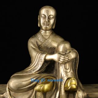 Chinese old Tibet silver Hand carved Bench Buddha statue 3
