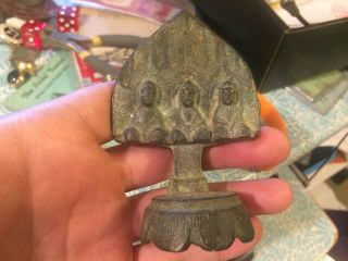 Fine Old Chinese / Tibet Bronze Made 3 Buddha With Writing On Back Rare