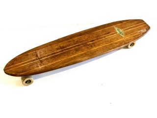 Rare Hobie Vintage Skateboard Long Deck 29.  75”multi - Wood Surfer