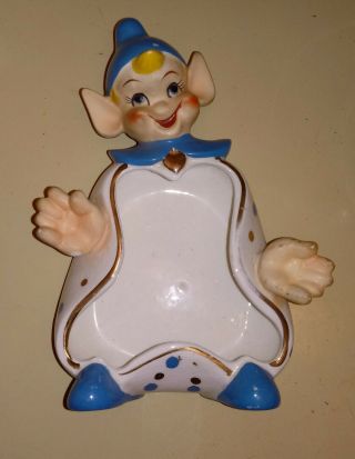 Vintage Rare Grant Crest China Big Eared Elf Pixie Ceramic Candy Dish Or Ashtray