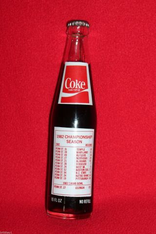 RARE 1982 PENN STATE NITTANY LIONS NATIONAL CHAMPIONS COLLECTIBLE COKE BOTTLE 3