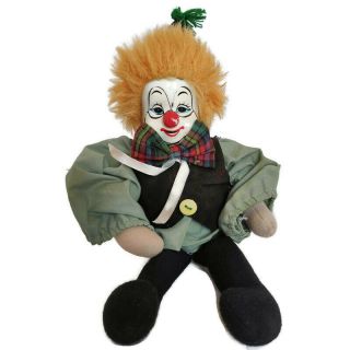 Vintage Porcelain Clown Doll Hand Painted Creepy Doll Rare Figurine