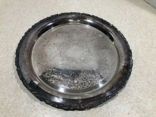Vintage Wm.  Rogers Silver Plate Serving Tray 15 Inch Round Platter Antique