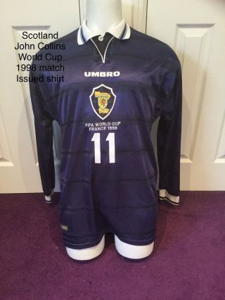Scotland John Collins Match Worn Player Issue Vintage Rare Shirt 1998 World Cup