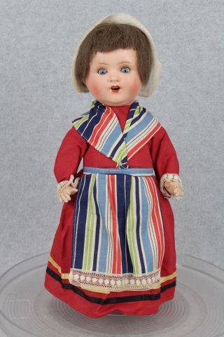 12 - 1/2 " Antique Papier - Mache Composition Jointed Regional Costume Doll