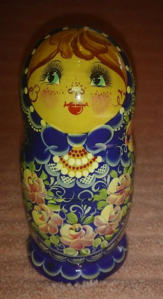 Vintage Set Of 5 Russian Nesting Dolls,  Wood,  Hand Painted