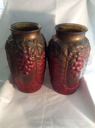 Vintage Goofus Glass Vases 10 " Tall