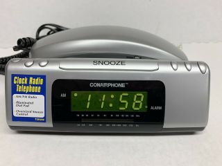 Vintage Conair Digital Alarm Clock Am Fm Radio Phone Model Tcr200ms - D2