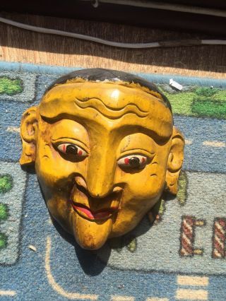 Oriental Vintage Wooden Mask Hand Painted Rare