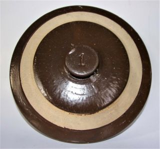Brown And White Stoneware Crock Lid 8 1/4 " Diameter,  Fits 6 1/2 " Inside Diameter