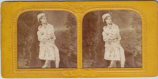 Rare E.  Lamy French Tissue Stereoview Lovely Young Maiden Posed In Studio