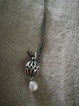 Pandora White Pearl Pendant Necklace Very Rare.