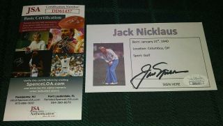 Jack Nicklaus Golf Legend Signed Autographed 3x5 Index Card Rare Jsa A