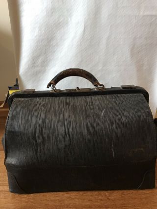 Vintage Black Leather Medical Doctors Bag