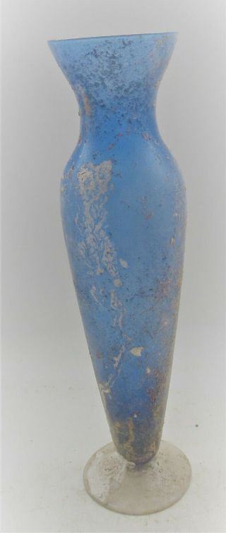 Circa 200 - 300ad Ancient Roman Aqua Blue Glass Urgentarium Vessel
