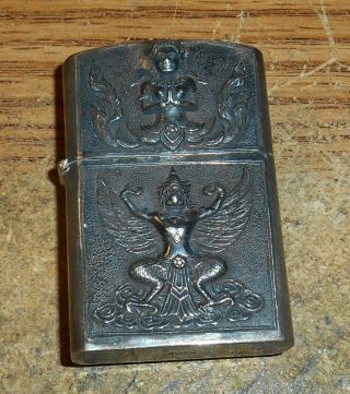 Vintage Siam Sterling Silver Lighter Case With Embossed Design/very Rare