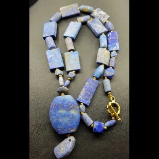 Lovely Necklace With Ancient Roman Lapis Lazuli Stone Beads 21