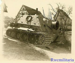 Rare Us Soldier View Of Abandoned German Sturmtiger Assault Panzer Tank