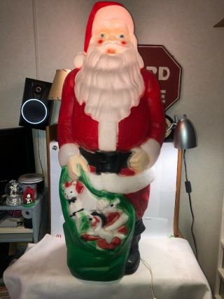 Vtg.  Empire 46 " Santa Claus Christmas Lighted Blow Mold Toy Sack Huge Large Rare