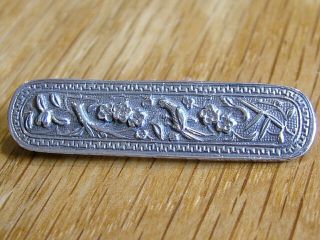 Antique Solid Silver Chinese Export Pin Brooch Character Marked Birds Prunus 418