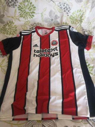 Rare 17/18 Season Sheffield United Home Shirt 2xl Xxl Teletext John Fleck