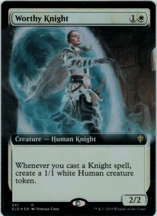 Mtg Foil Worthy Knight (extended Art) Throne Of Eldraine Rare