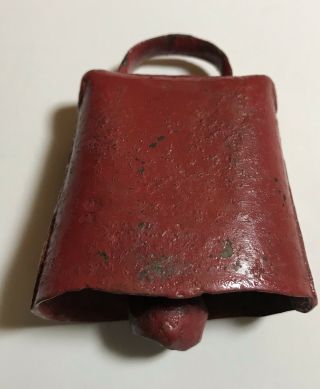 Antique Cast Iron Cowbell 2 1/2” Primitive Hand Forged With Clanger