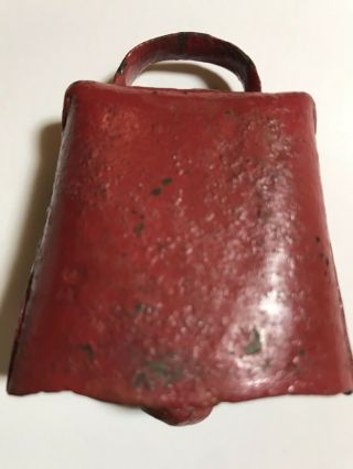 Antique Cast Iron Cowbell 2 1/2” Primitive Hand Forged With Clanger 2