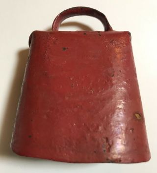 Antique Cast Iron Cowbell 2 1/2” Primitive Hand Forged With Clanger 3