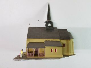 Rare Vintage Model Train Church With Spire & Clock Tower Model Kit - Ho/oo Scale