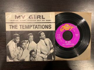 The Temptations - My Girl 7 " 45 1964 Gordy W/ Mega Rare Picture Sleeve Soul Vg,