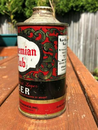 Old Bohemian Club Light Export Lager Cone Top Beer Can Spokane Washington Rare 2