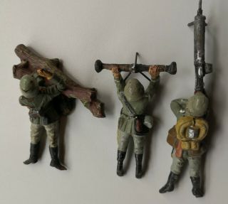 German Ww 2 Elastolin / Lineol - Group Of 3 Rare Soldiers - 7cm Figurines
