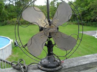Rare S3 Antique Century Brass Blade Oscillating Electric Fan 16 " One