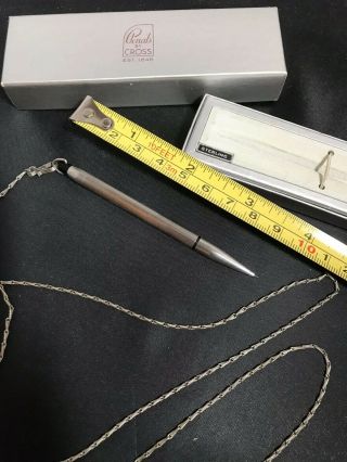 Vintage Antique Sterling Silver Cross Mechanical Pencil W/ 29 " Chain Necklace
