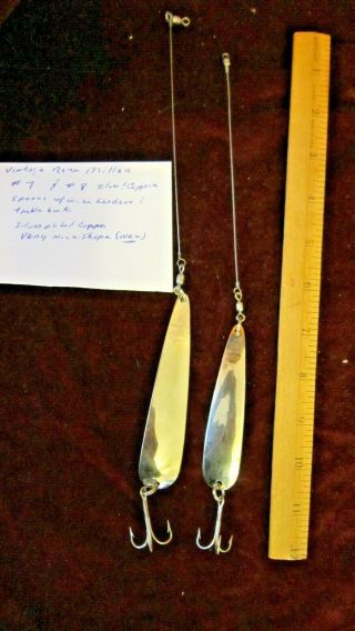 Antique 2 Trout Fishing Spoons Miller Mfg Co Springwater,  Ny Rare 7 & 8 Spoons
