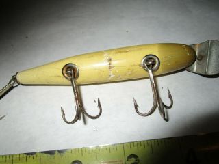 unknown vintage wood fishing lure.  no eyes.  early CREEK CHUB PIKIE ? 3