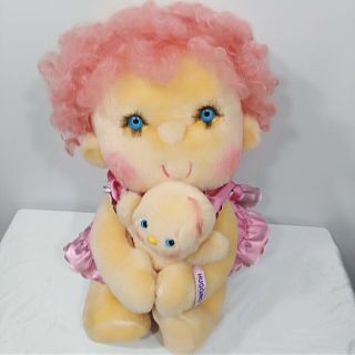 Vintage 1985 Kenner Hugga Bunch Huggins Plush Doll Pink Hair Baby 17 "