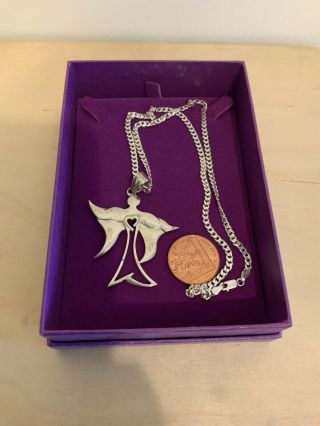 Rare Heavy 925 Sterling Silver Large Angel Goddess Pendant & Curb Chain Necklace