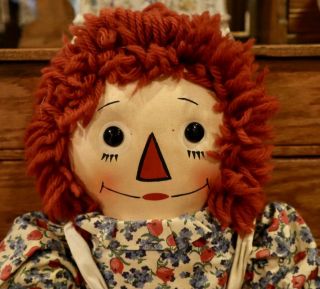 Antique Very Rare 16 " Georgene Novelties Raggedy Ann W/outlined Nose Doll