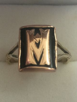 Rare Antique Victorian Or Georgian Ladies 9ct M Ring Size N 1/2 Or 7 2