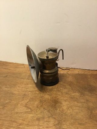 Antique Auto Lite Coal Mining Miners Brass Carbide Lamp Lantern W/ Bumper Grip