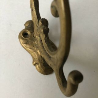 Vintage Brass Coat Robe Hat Hook Wall Rustic Farmhouse Cottage 6 1/2 