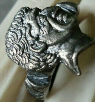 Extremely Rare Scarce Ancient Roman Solid Silver Legionary Ring Circa 100 - 300ad