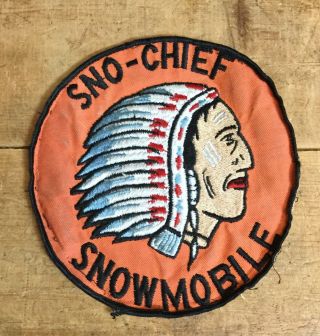 Vintage Rare Embroidered Patch Indian Sno - Chief Snow Mobile Cloth Badge Sign