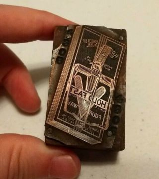 Vintage Letterpress Printing Block Victor Hold Fast Mouse Trap Advertising