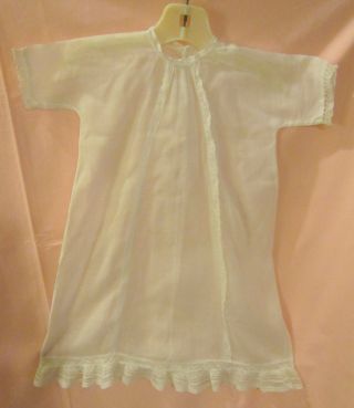 Antique Long White Batiste & Lace Dress For 24 " - 28 " Antique Doll Vgc