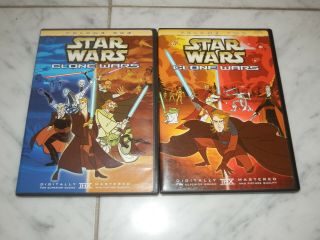 Star Wars Clone Wars Volume One & Two Dvd 1 & 2 Animated Set Rare Oop