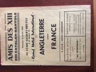 Rare France V England Rugby League Programme In French 1966